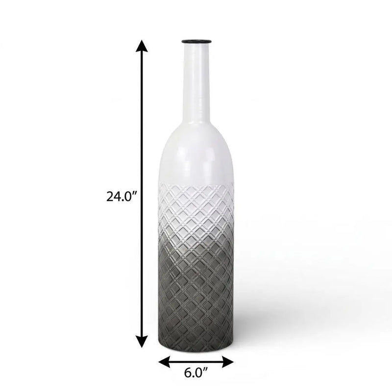 24" White And Gray Ombre Metal Cylinder Floor Vase Homeroots Home Decor