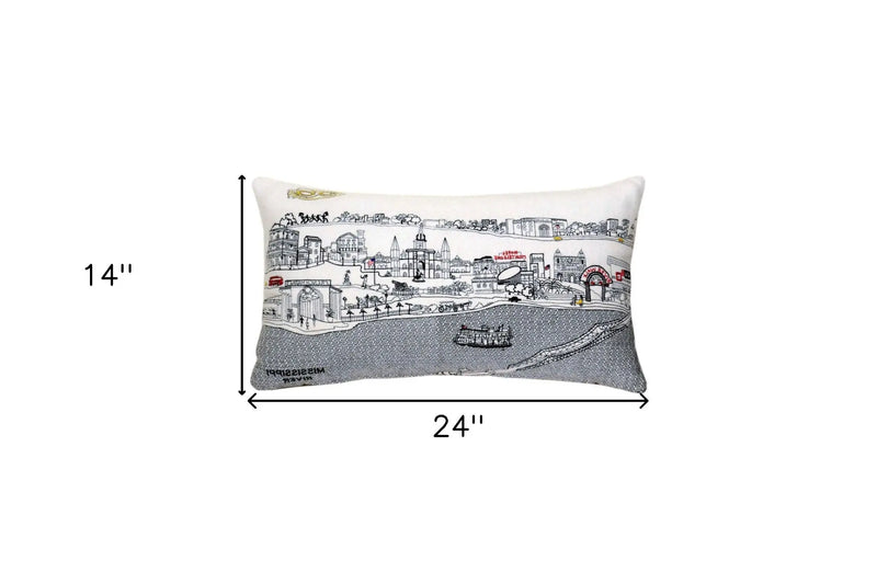24" White New Orleans Daylight Skyline Lumbar Decorative Pillow Homeroots Home Decor