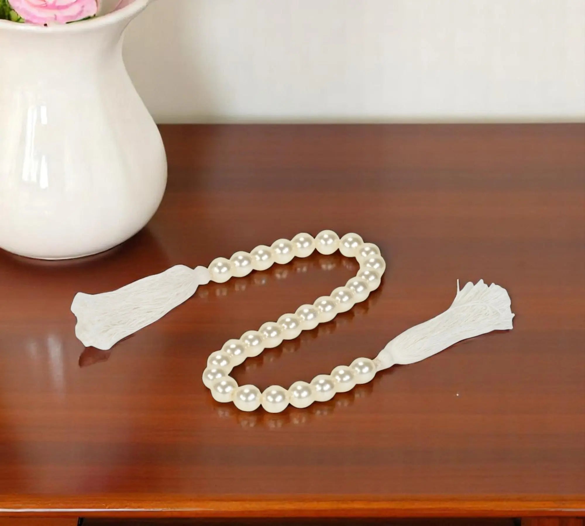 24" White Pearl Beads Decorative Tassel GreatEagleInc