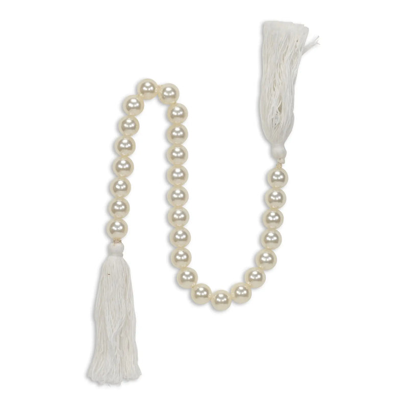 24" White Pearl Beads Decorative Tassel GreatEagleInc