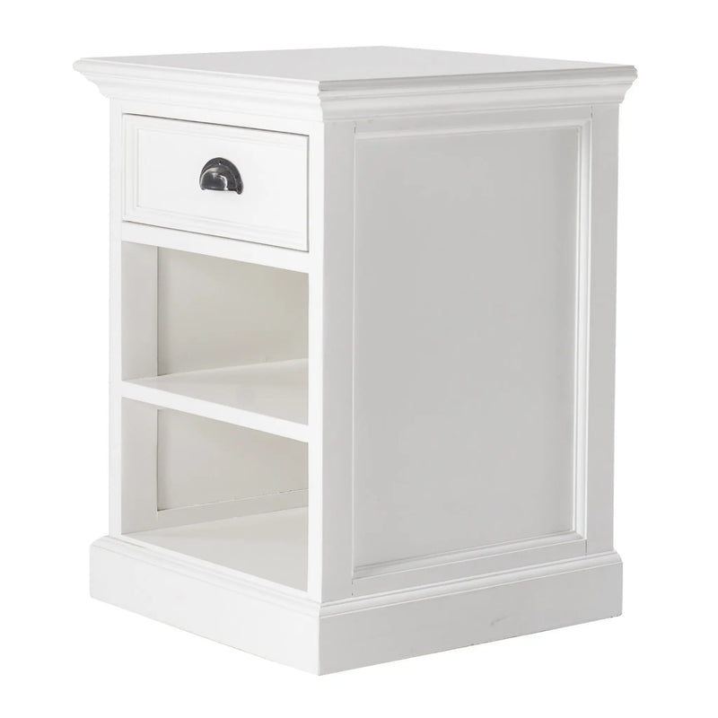 24" White Solid Wood Distressed One Drawer Nightstand - GreatEagleInc