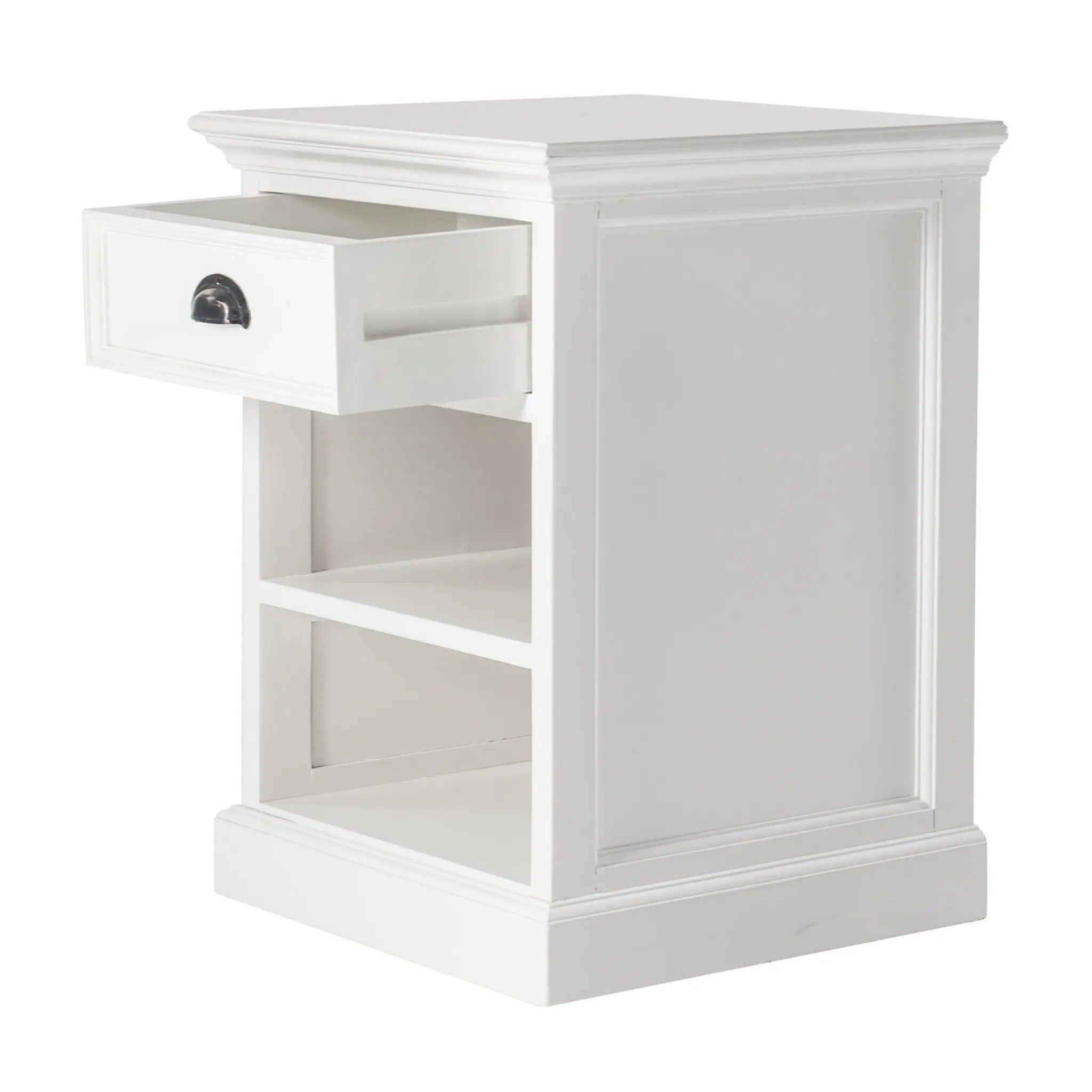 24" White Solid Wood Distressed One Drawer Nightstand - GreatEagleInc