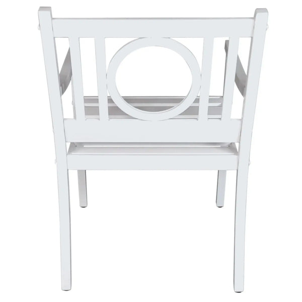 24" White Steel Geo Back Outdoor Arm Chair Homeroots Outdoor