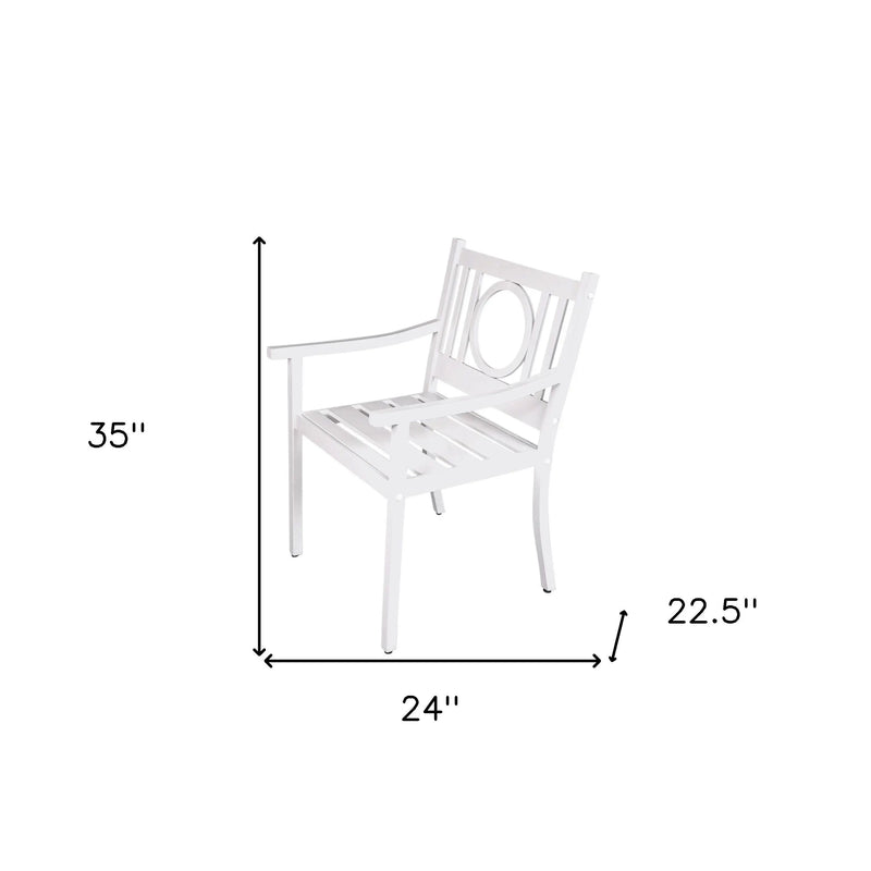 24" White Steel Geo Back Outdoor Arm Chair Homeroots Outdoor