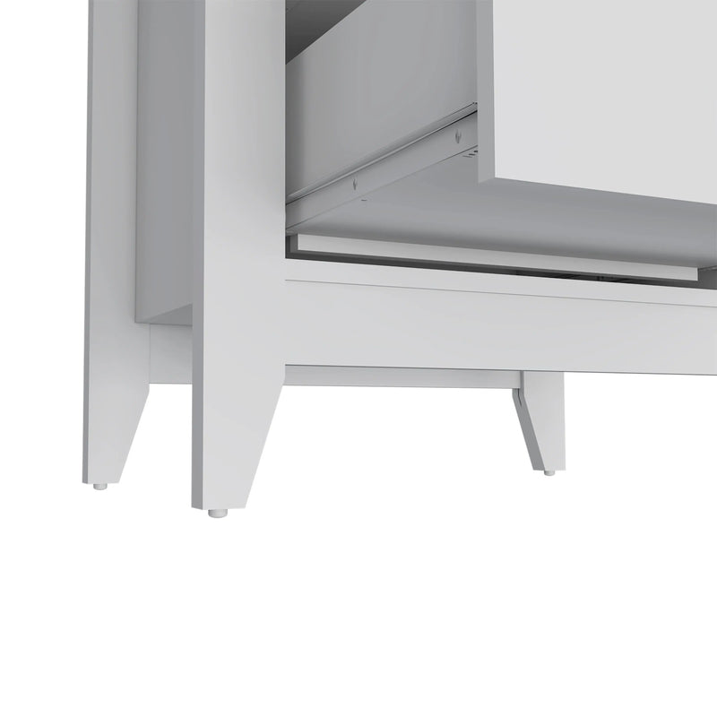 24" White Two Drawer Faux Wood Nightstand Homeroots Bed & Bath
