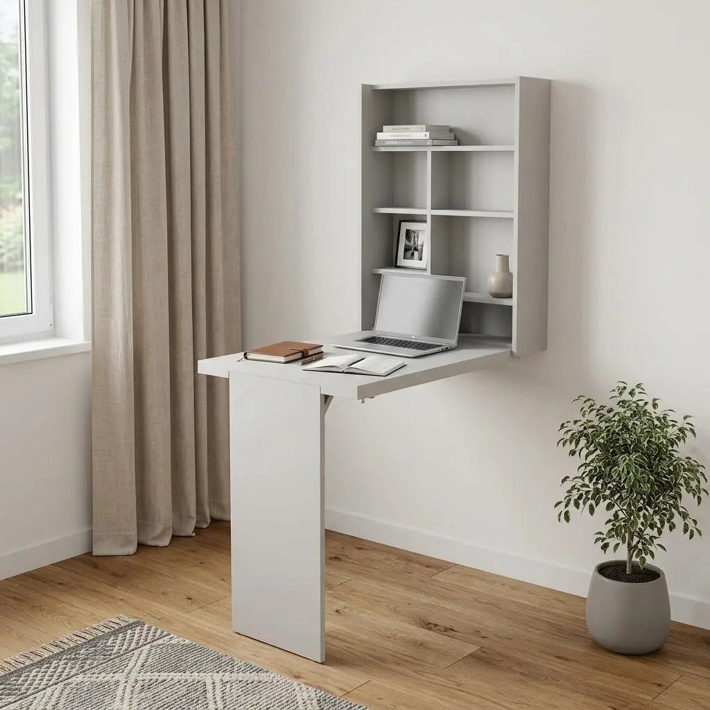 24" White Wall Mounted Writing Desk Homeroots Office