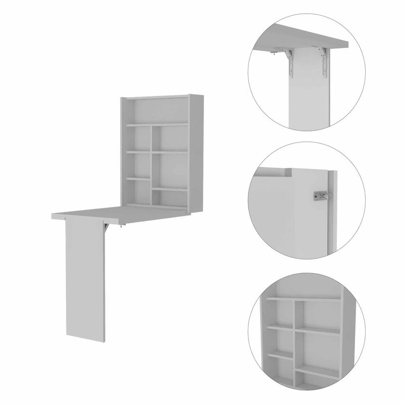24" White Wall Mounted Writing Desk Homeroots Office
