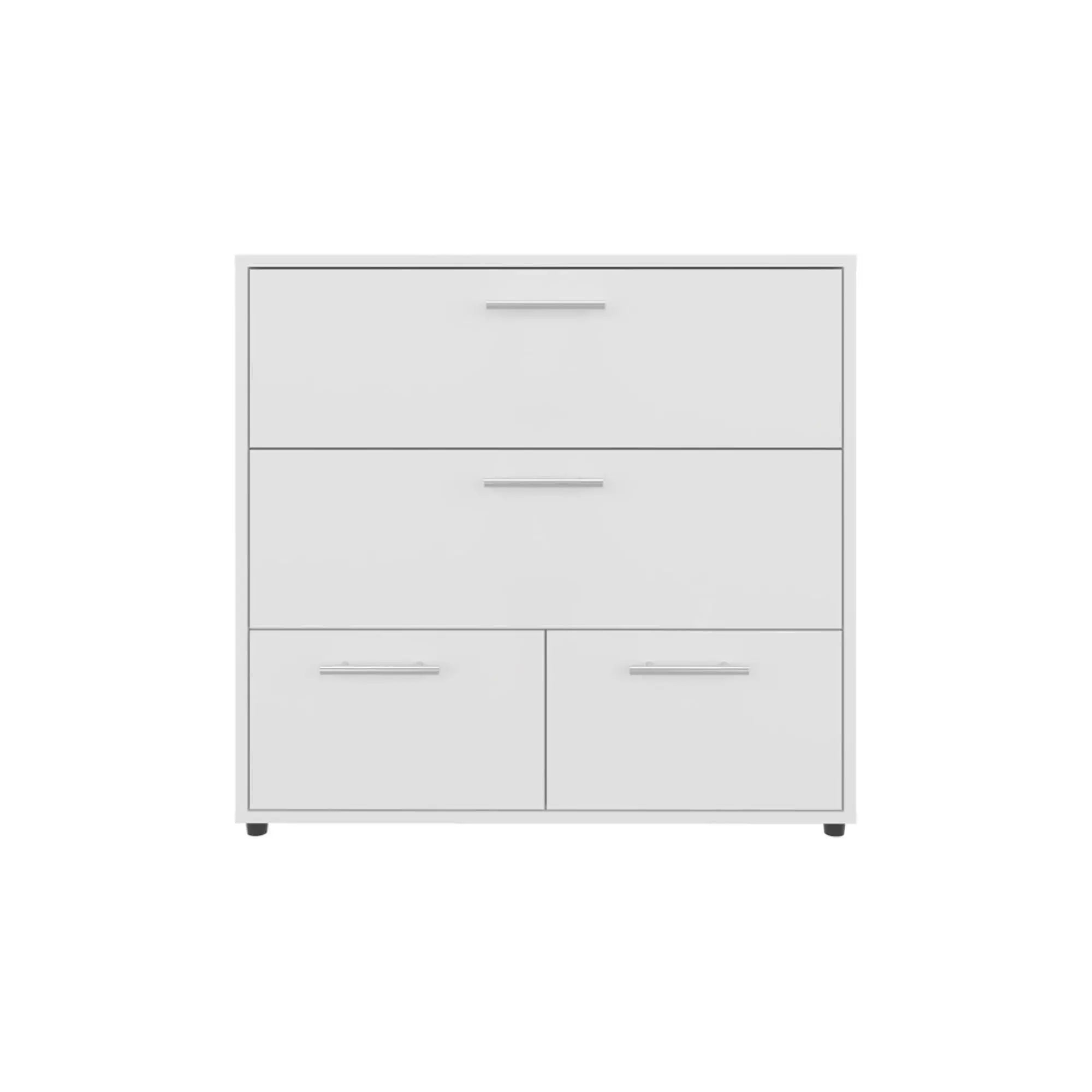 24" White Wood Three Drawer Double Dresser Homeroots Bed & Bath