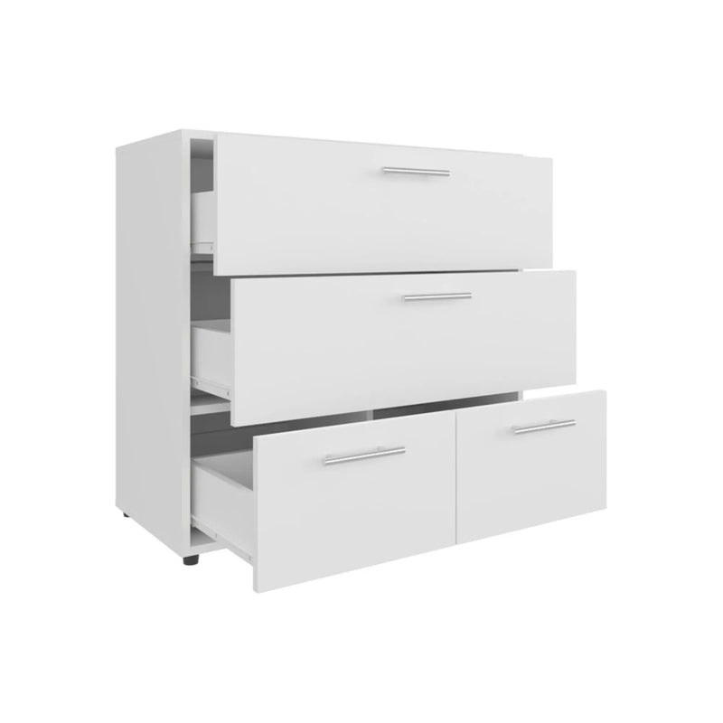 24" White Wood Three Drawer Double Dresser Homeroots Bed & Bath