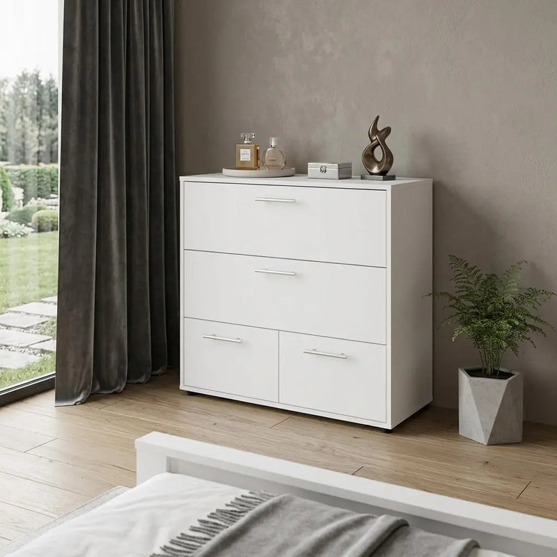 24" White Wood Three Drawer Double Dresser Homeroots Bed & Bath