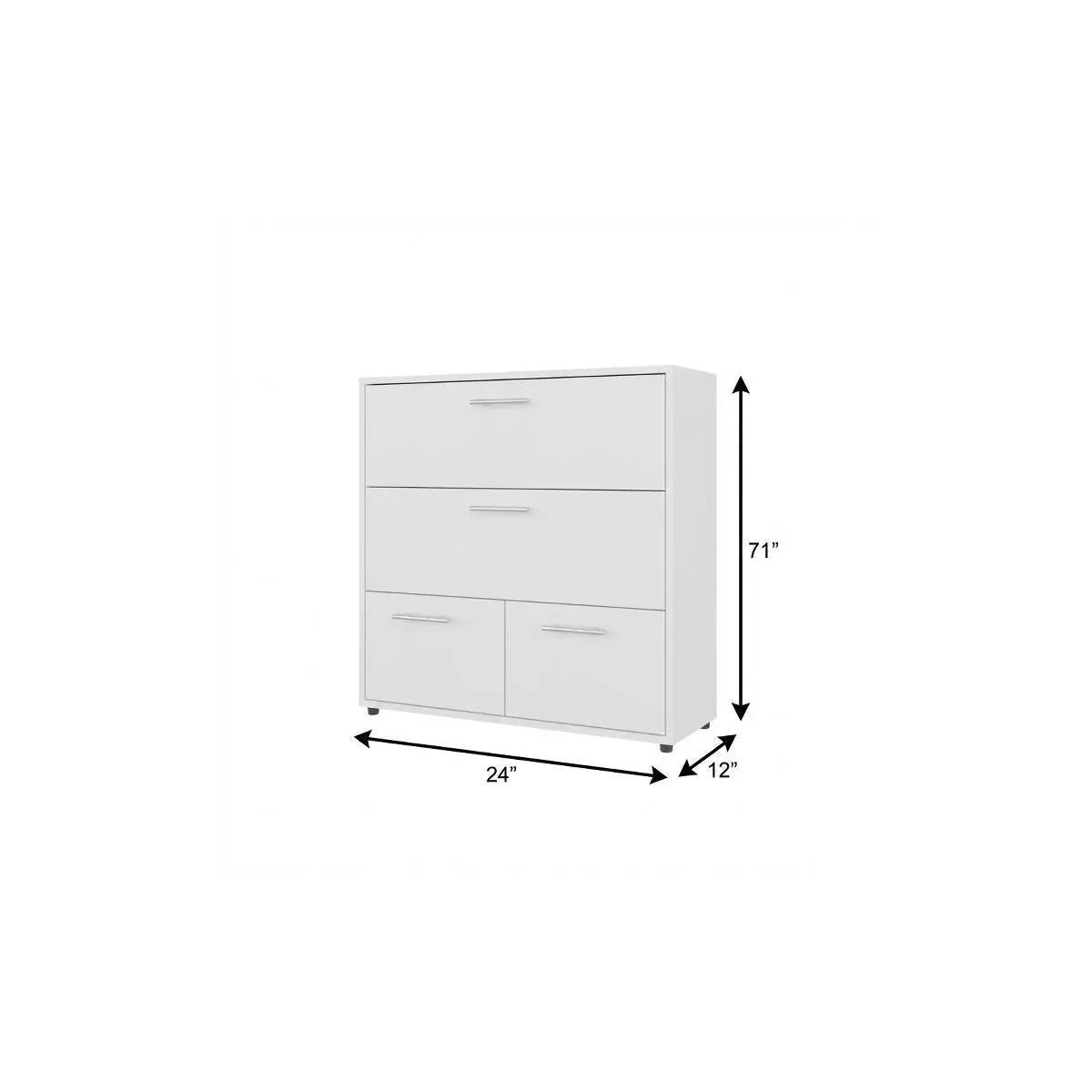 24" White Wood Three Drawer Double Dresser Homeroots Bed & Bath