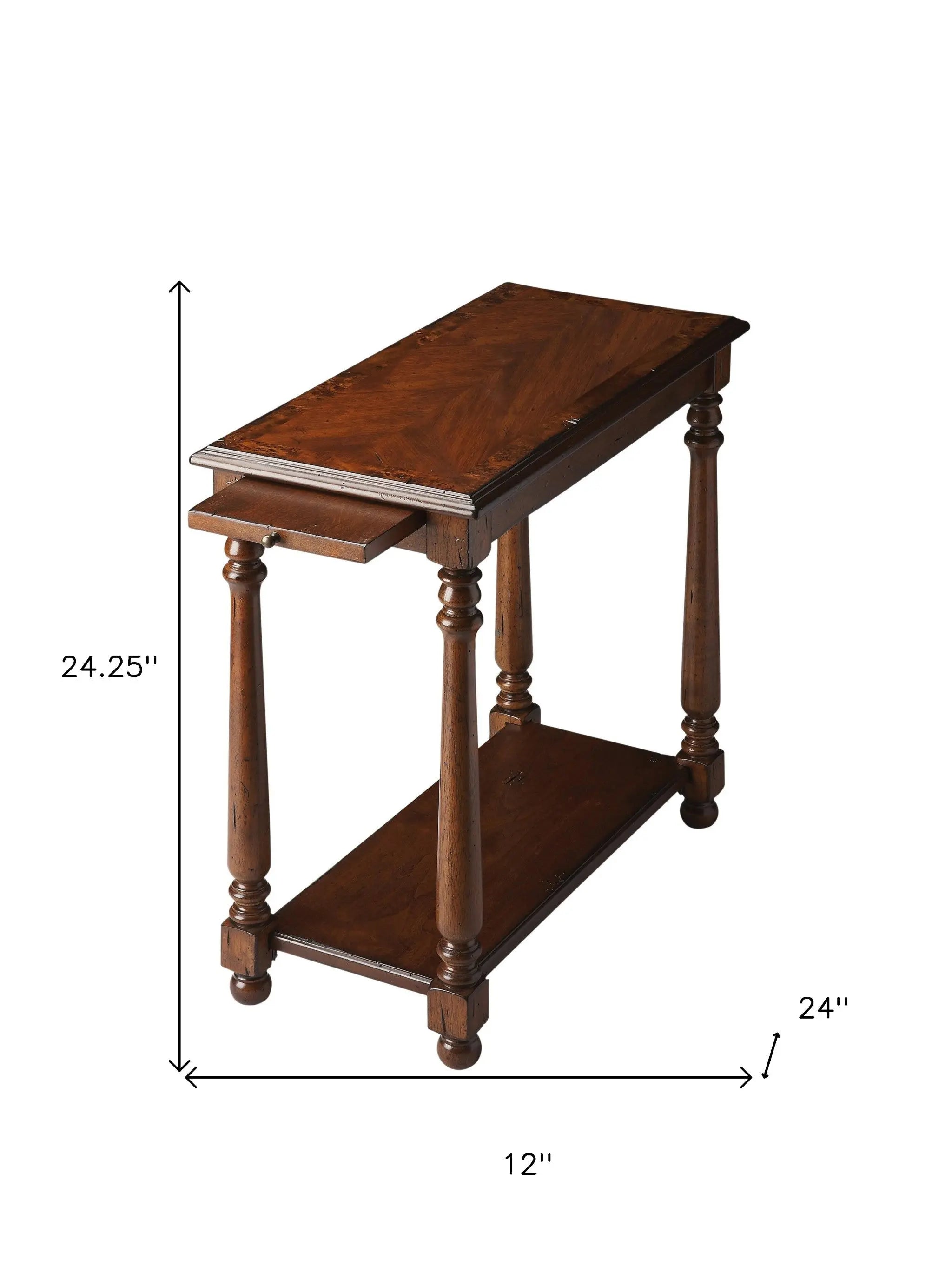 24" Wood Brown End Table With Shelf Homeroots Living Room