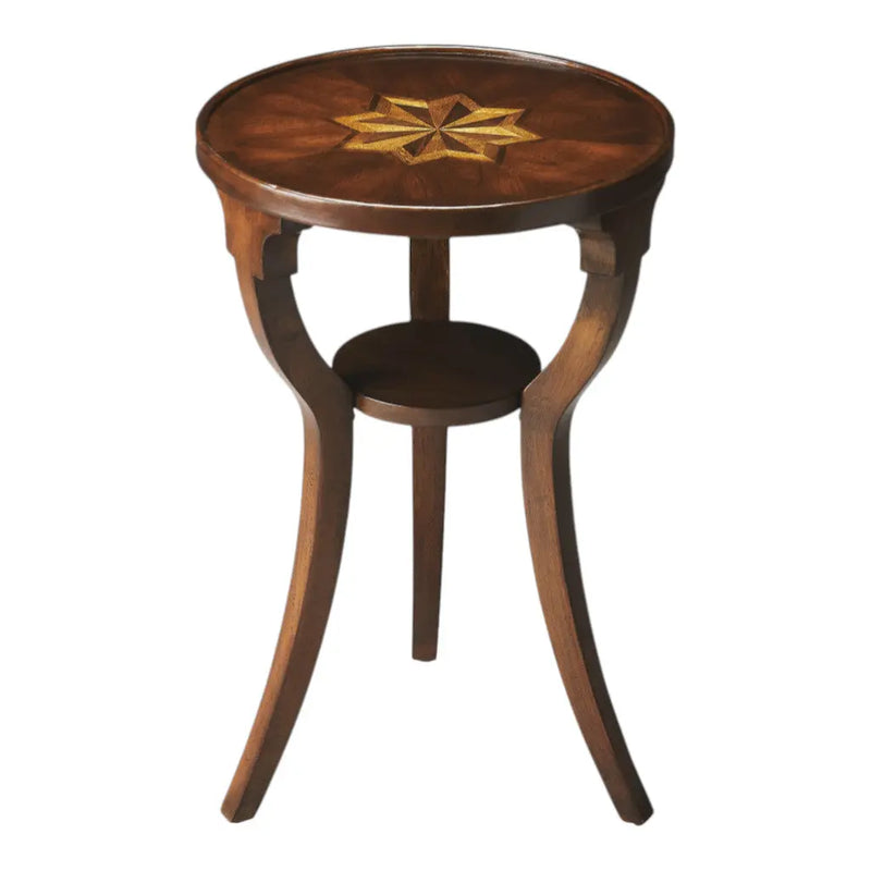 24" Wood Brown Wood And Solid Wood Round End Table With Shelf Homeroots Living Room