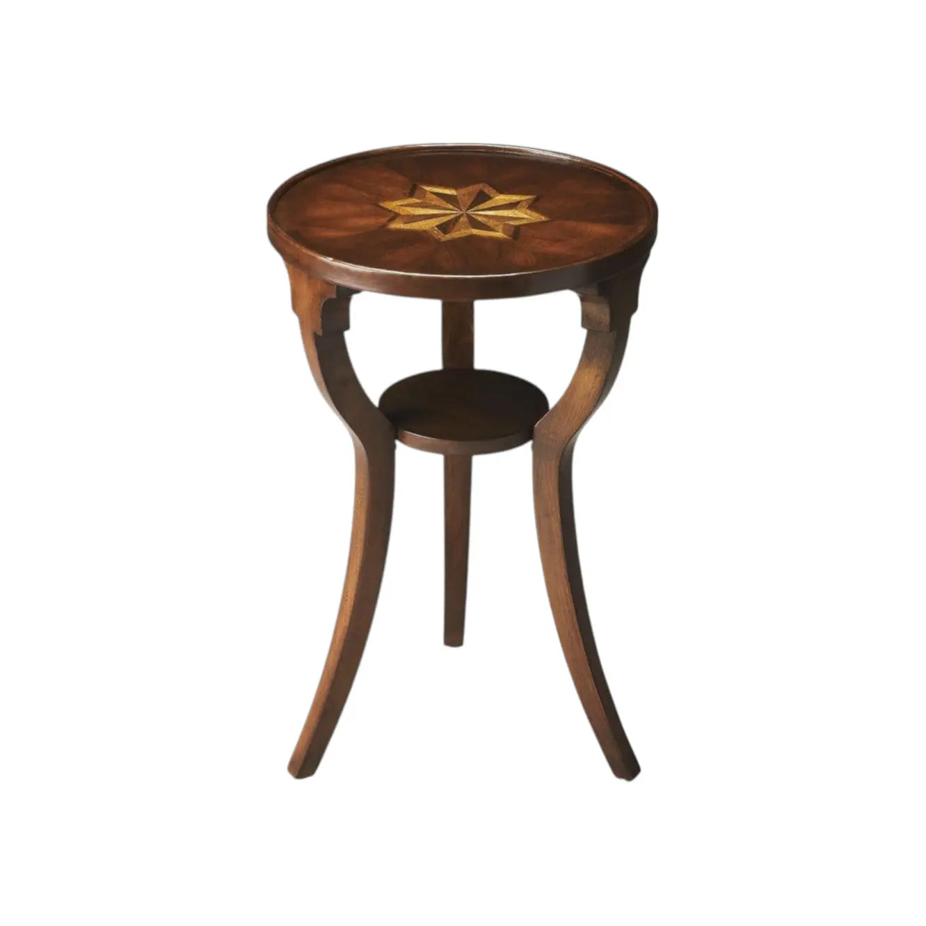 24" Wood Brown Wood And Solid Wood Round End Table With Shelf Homeroots Living Room