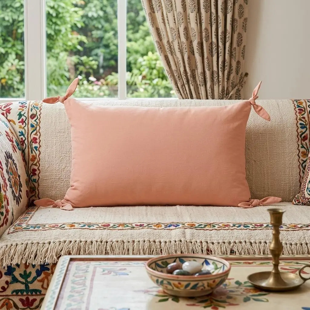24" X 16" Blush And Light Pink Lumbar Striped Cotton Throw Pillow Cover Homeroots Home Decor