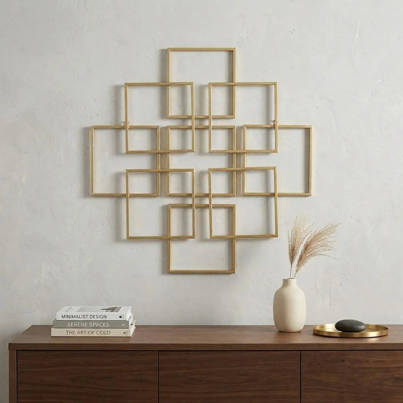24" X 24" Gold Metal Square Abstract Hanging Wall Decor Homeroots Home Decor