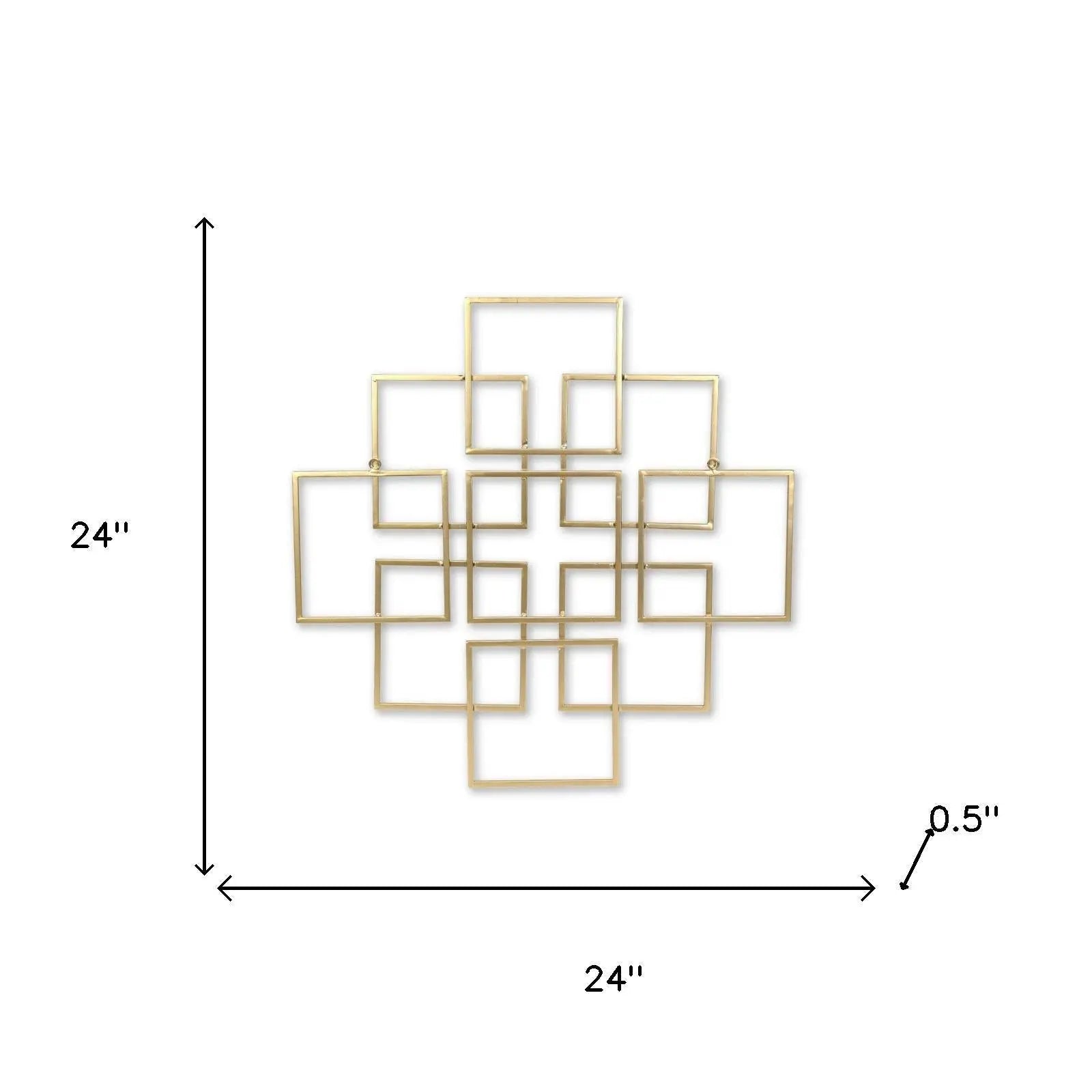 24" X 24" Gold Metal Square Abstract Hanging Wall Decor Homeroots Home Decor