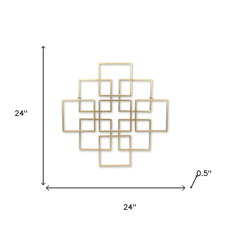 24" X 24" Gold Metal Square Abstract Hanging Wall Decor Homeroots Home Decor