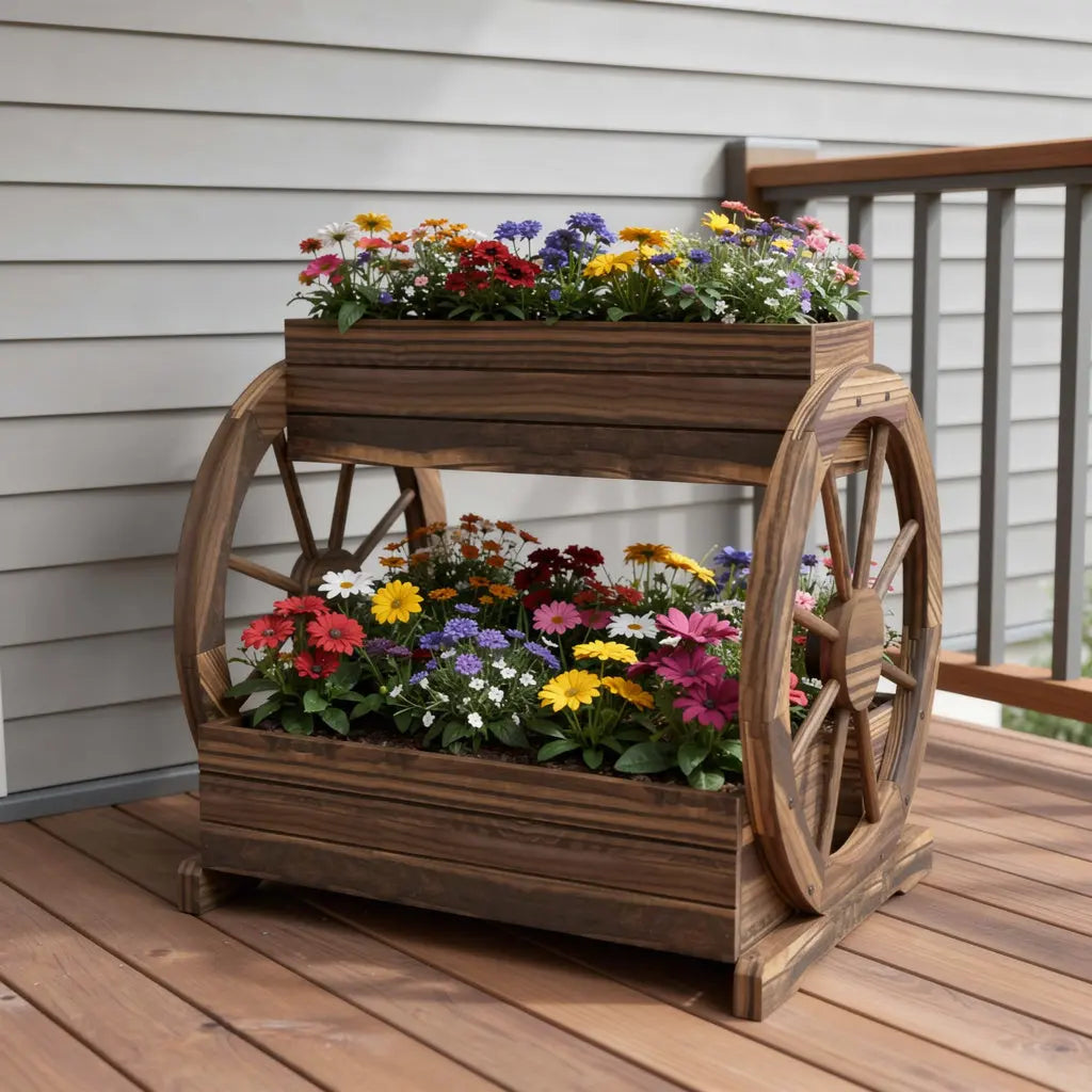 24" X 25" Brown Wood Rectangular Planter Box Homeroots Outdoor