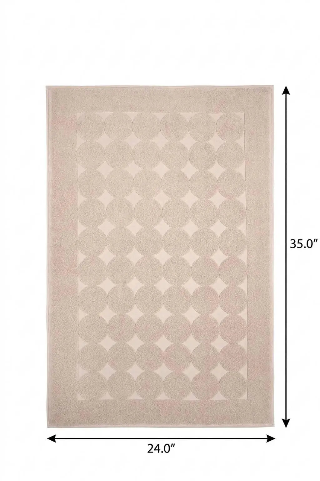 24" X 35" Beige Tone on Tone Polka Dot Turkish Cotton Bath Rug Homeroots Bed & Bath