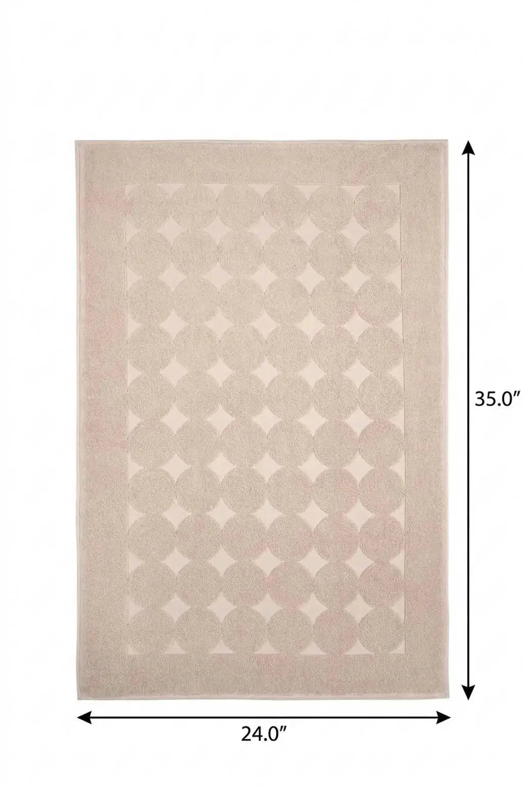 24" X 35" Beige Tone on Tone Polka Dot Turkish Cotton Bath Rug Homeroots Bed & Bath