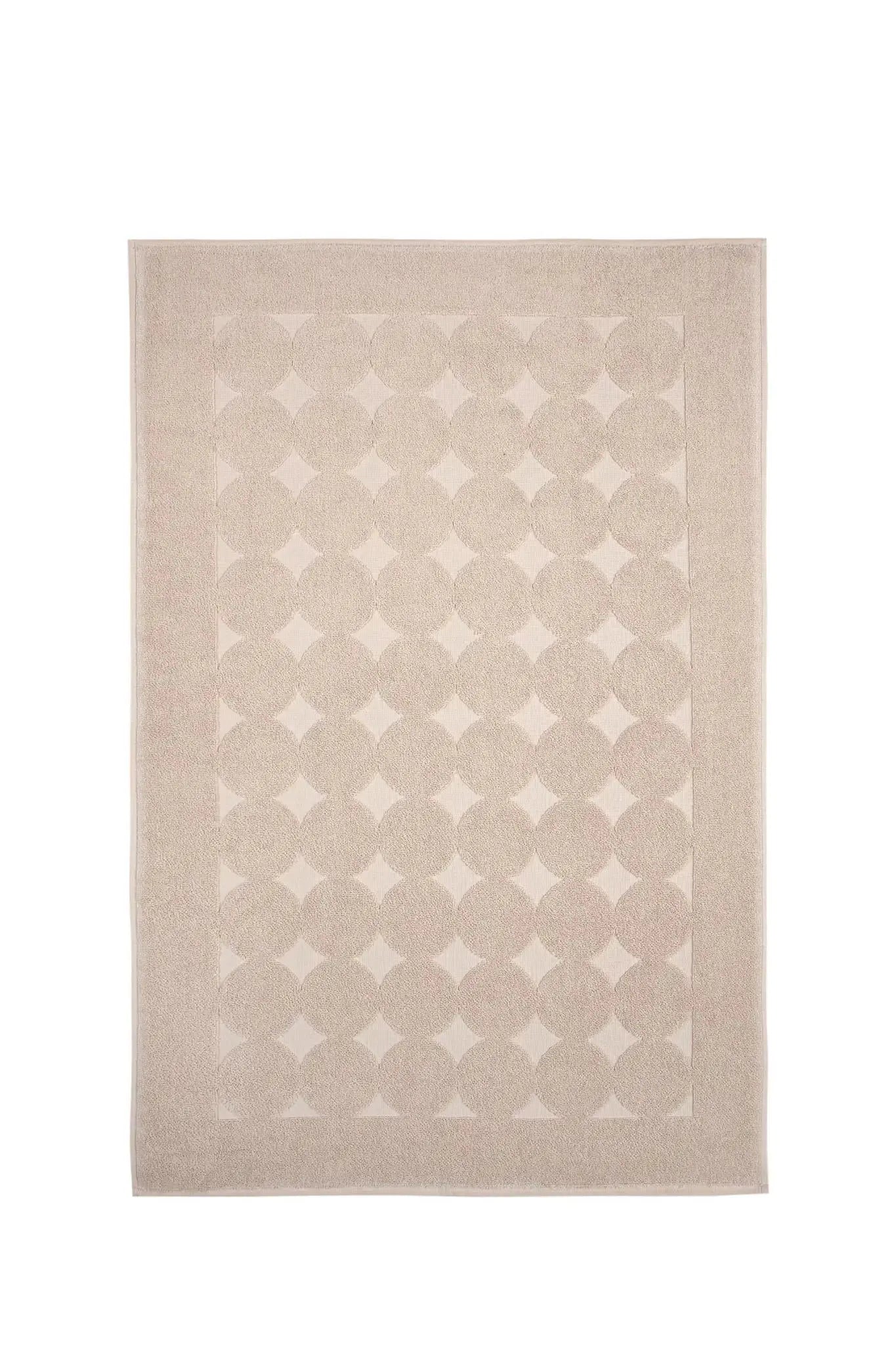 24" X 35" Beige Tone on Tone Polka Dot Turkish Cotton Bath Rug Homeroots Bed & Bath