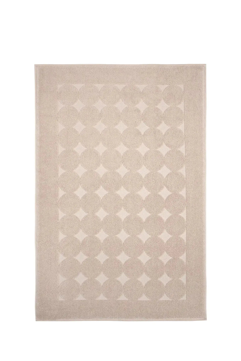 24" X 35" Beige Tone on Tone Polka Dot Turkish Cotton Bath Rug Homeroots Bed & Bath