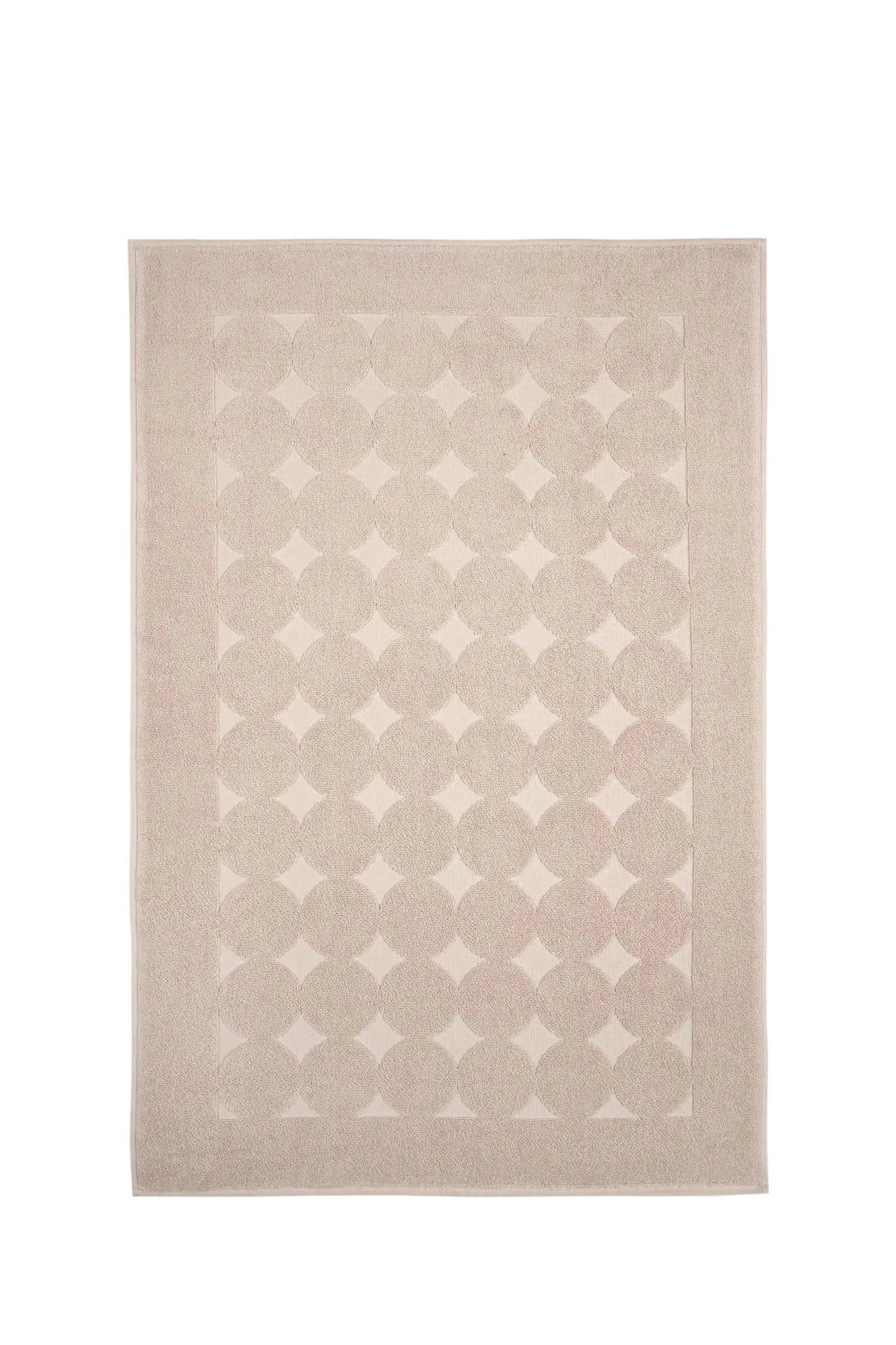 24" X 35" Beige Tone on Tone Polka Dot Turkish Cotton Bath Rug Homeroots Bed & Bath