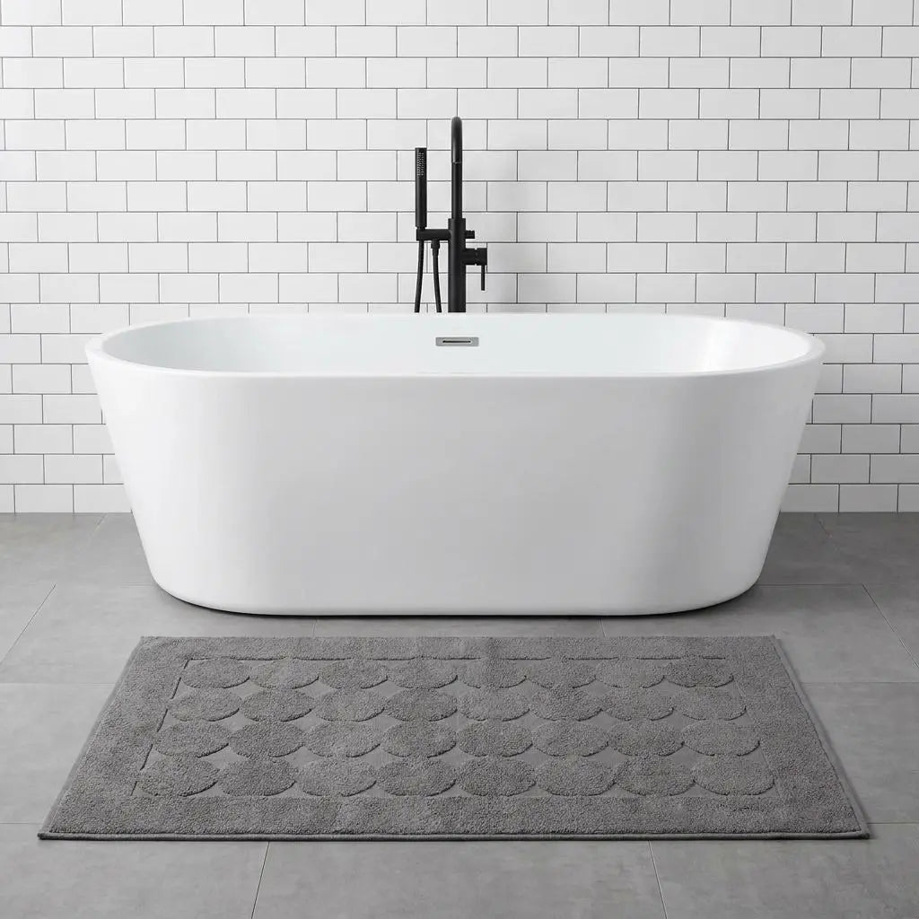 24" X 35" Dark Gray Tone on Tone Polka Dot Turkish Cotton Bath Rug Homeroots Bed & Bath
