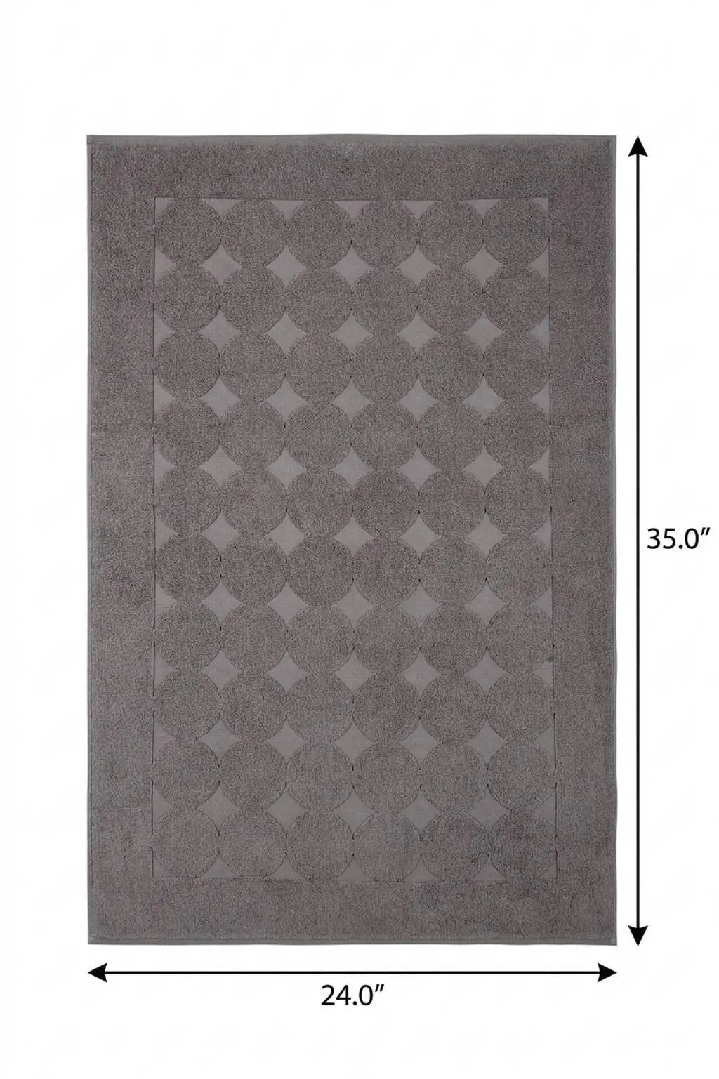 24" X 35" Dark Gray Tone on Tone Polka Dot Turkish Cotton Bath Rug Homeroots Bed & Bath