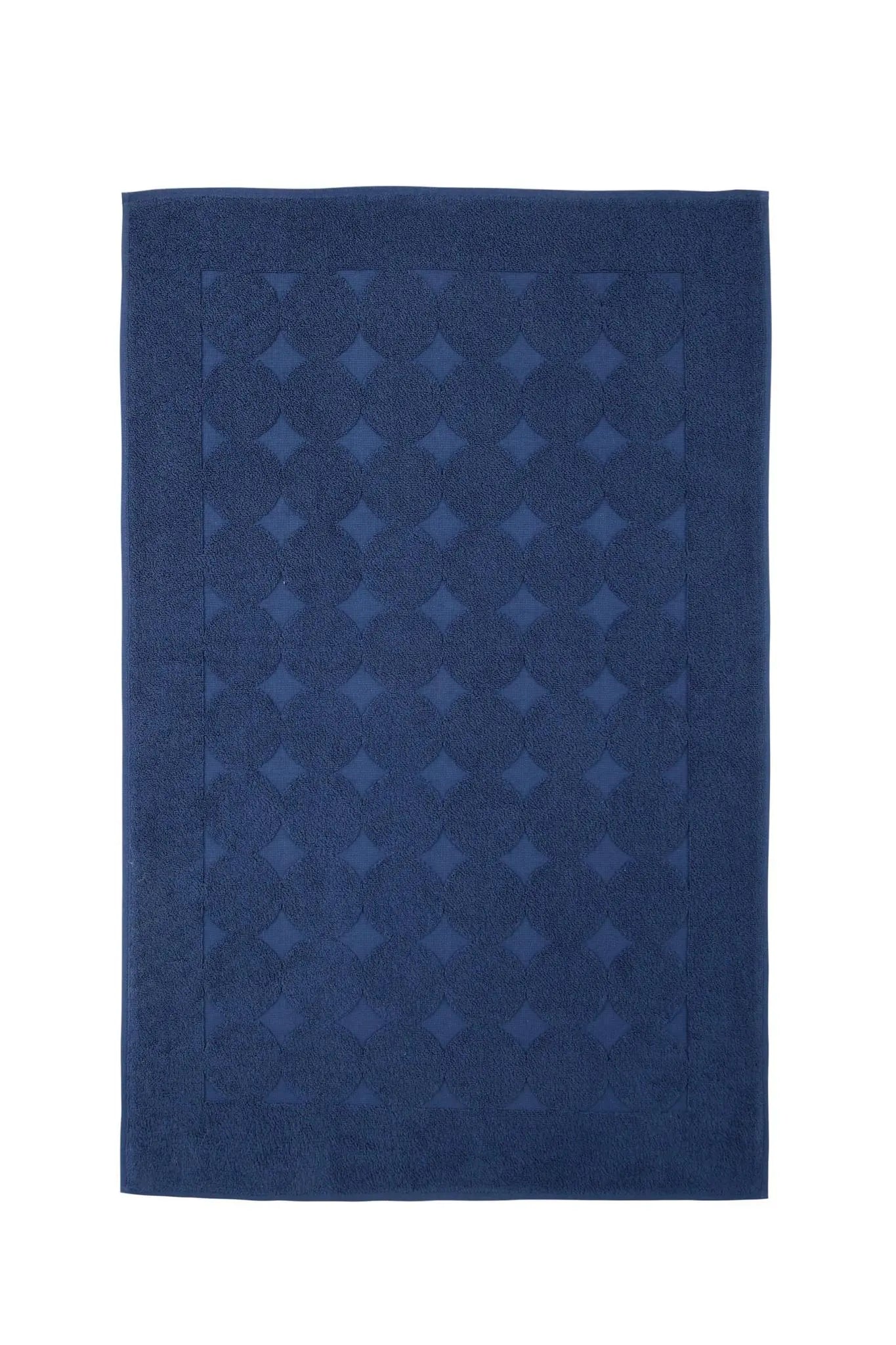 24" X 35" Navy Blue Tone on Tone Polka Dot Turkish Cotton Bath Rug Homeroots Bed & Bath