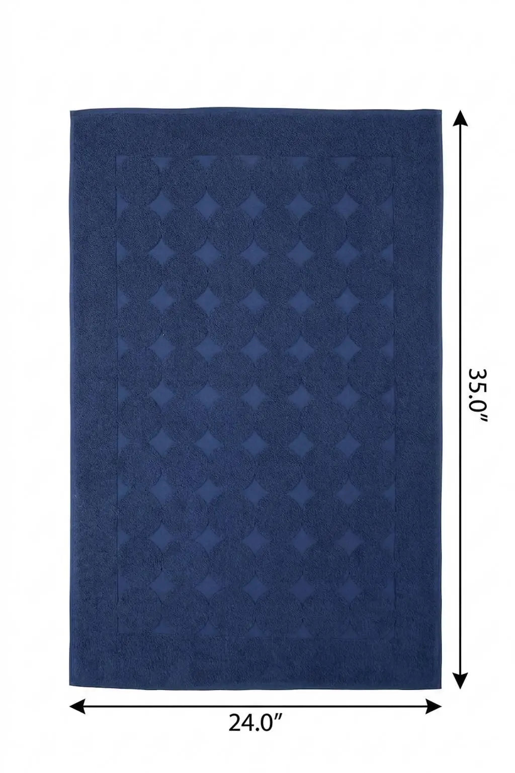24" X 35" Navy Blue Tone on Tone Polka Dot Turkish Cotton Bath Rug Homeroots Bed & Bath