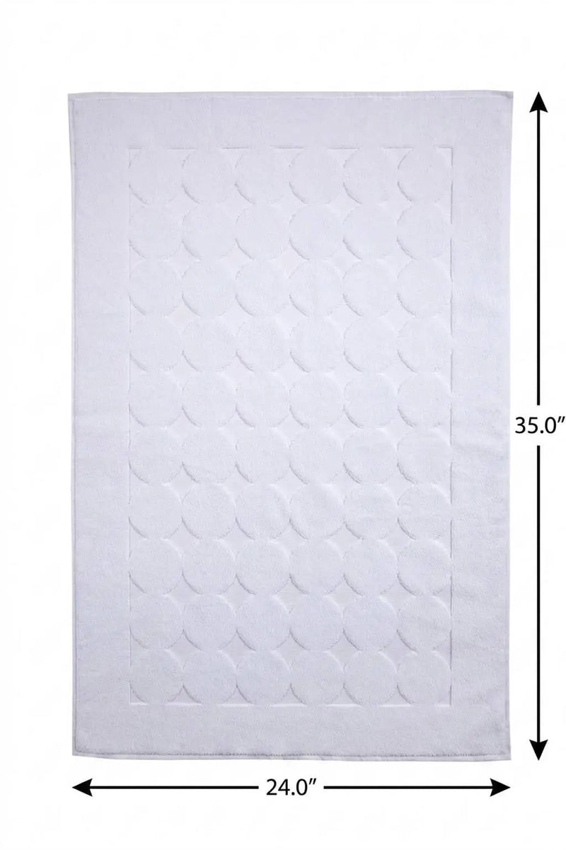 24" X 35" White Tone on Tone Polka Dot Turkish Cotton Bath Rug Homeroots Bed & Bath