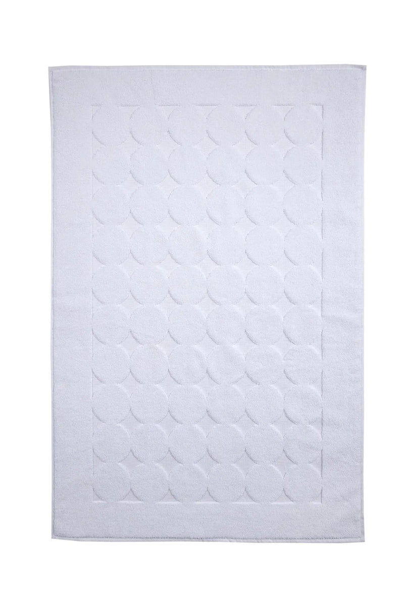 24" X 35" White Tone on Tone Polka Dot Turkish Cotton Bath Rug Homeroots Bed & Bath