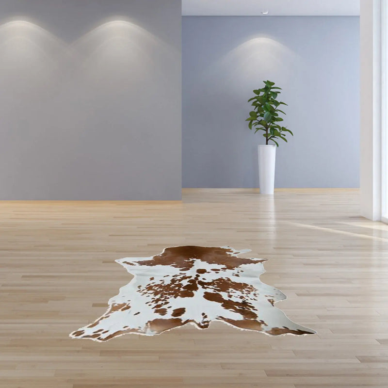 24" X 36" Salt And Pepper, Brown And White Calfskin - Area Rug Homeroots Home Decor
