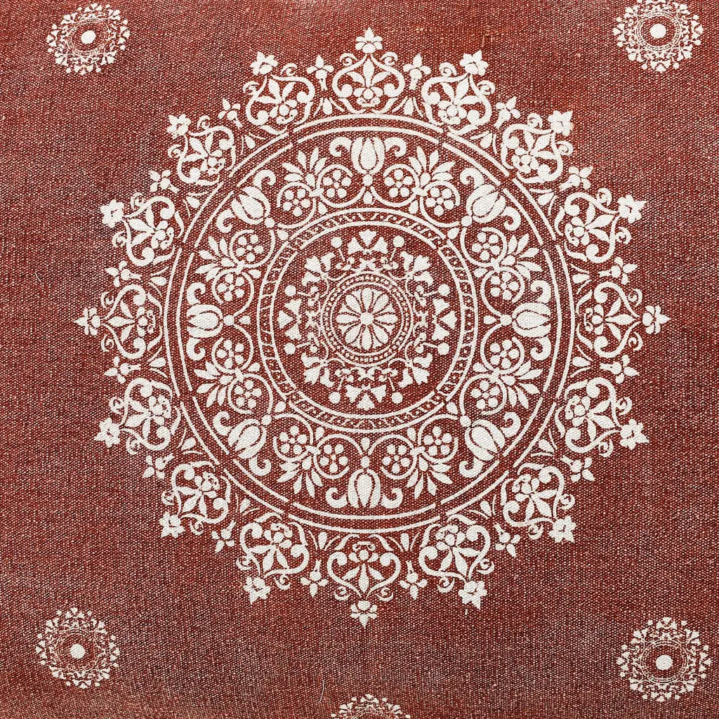 24" X 36" Stonewashed Red Medallion Pillow Style Pet Bed With Removable Cover Homeroots Bed & Bath