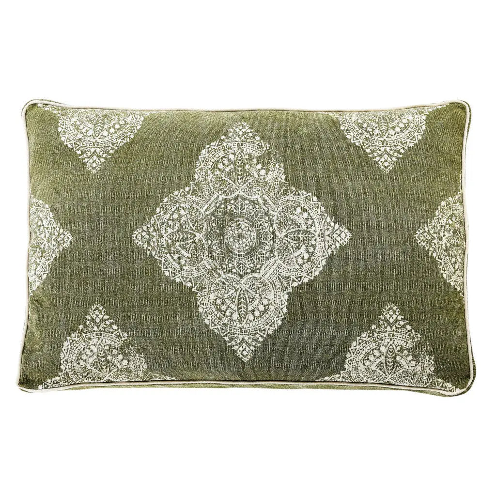 24" X 36" Stonewashed Sage Medallion Pillow Style Pet Bed With Removable Cover Homeroots Bed & Bath