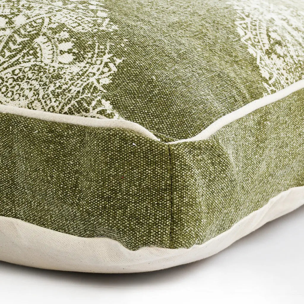 24" X 36" Stonewashed Sage Medallion Pillow Style Pet Bed With Removable Cover Homeroots Bed & Bath