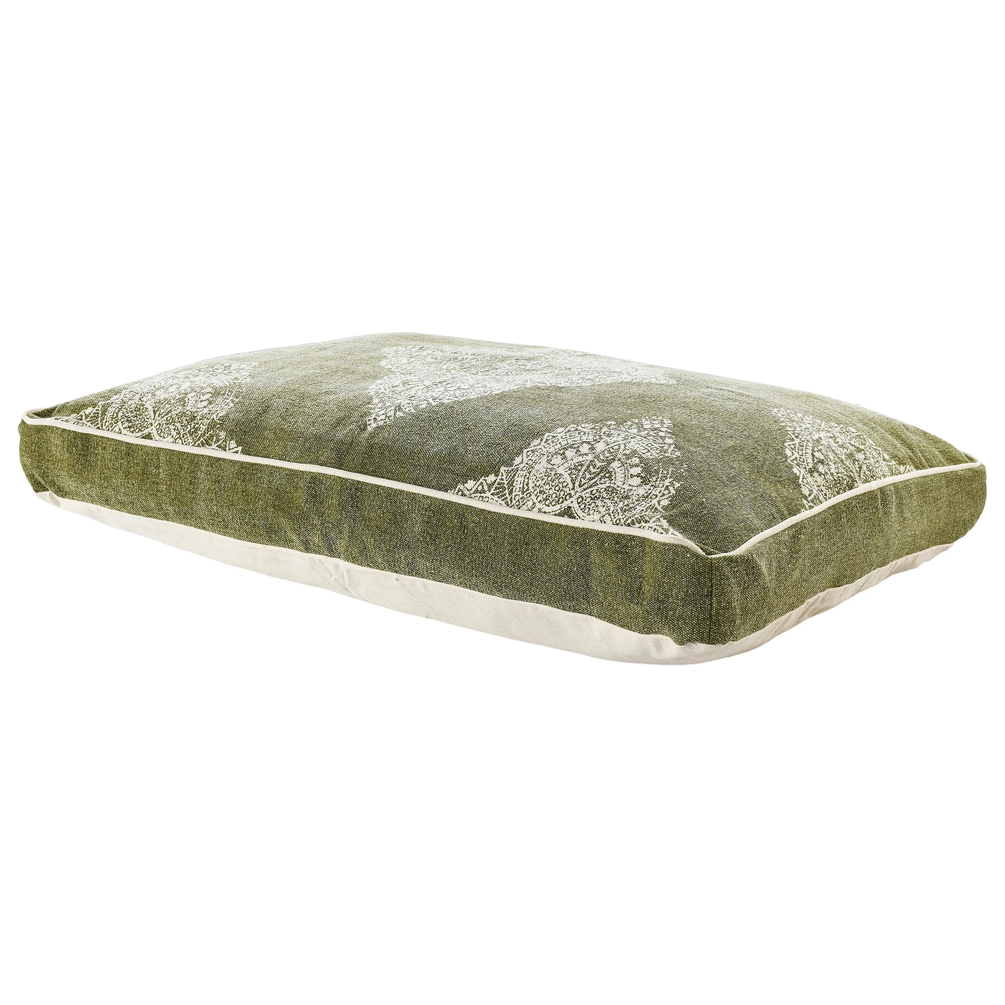 24" X 36" Stonewashed Sage Medallion Pillow Style Pet Bed With Removable Cover Homeroots Bed & Bath