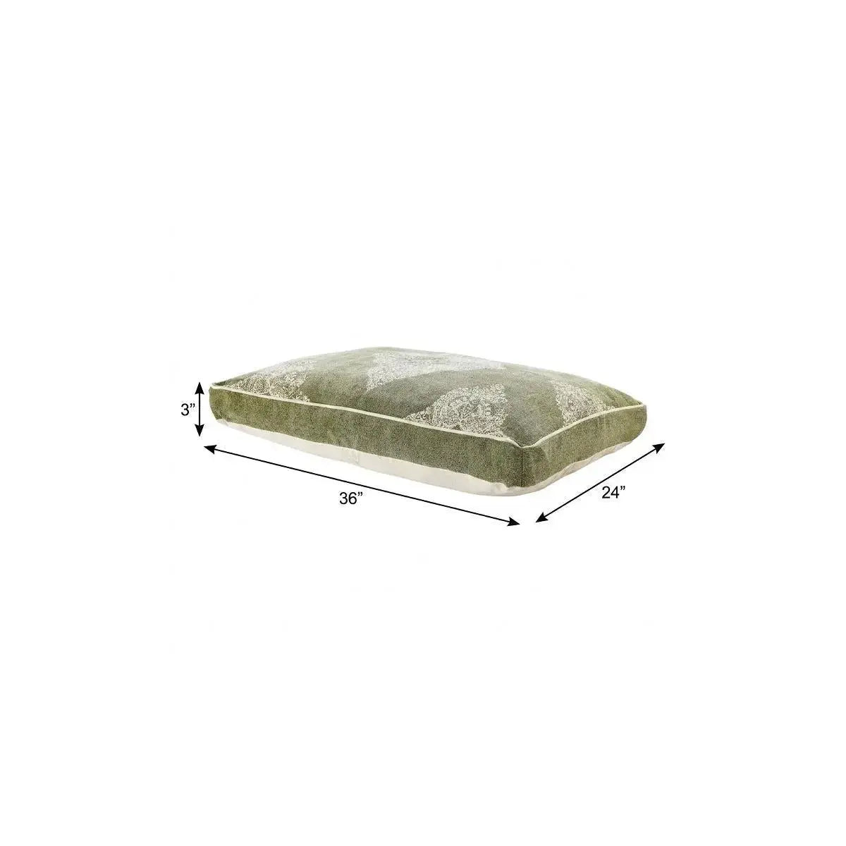24" X 36" Stonewashed Sage Medallion Pillow Style Pet Bed With Removable Cover Homeroots Bed & Bath