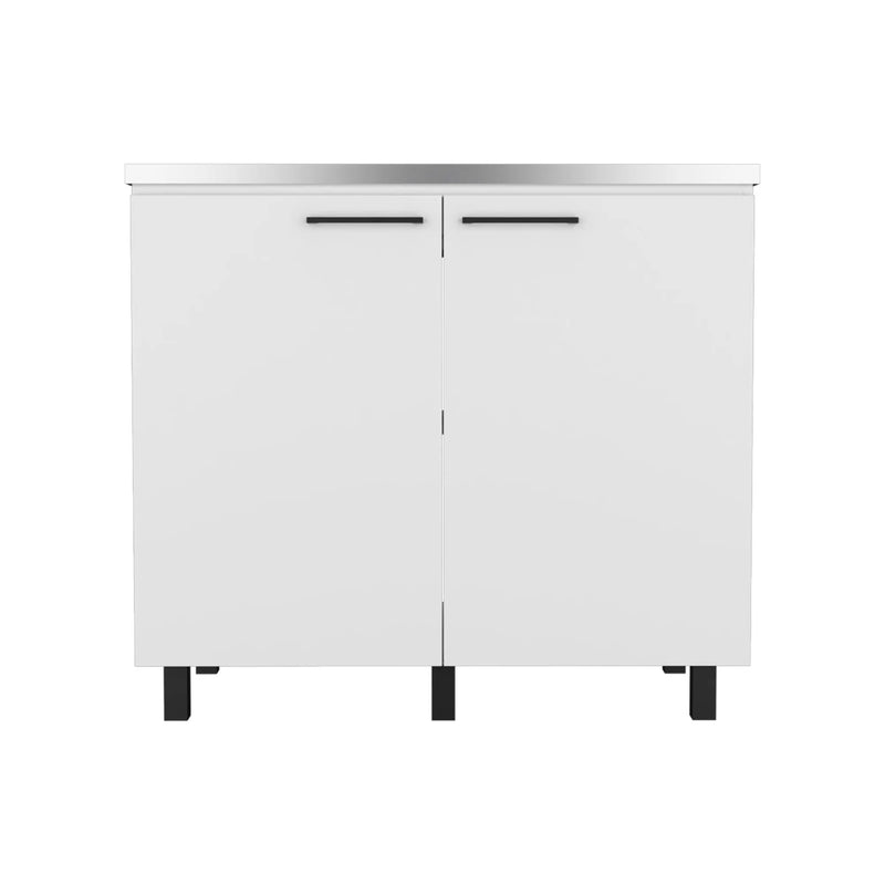 24" X 39" White Stainless Steel and Wood Utility Cabinet With Sink Homeroots Kitchen & Dining