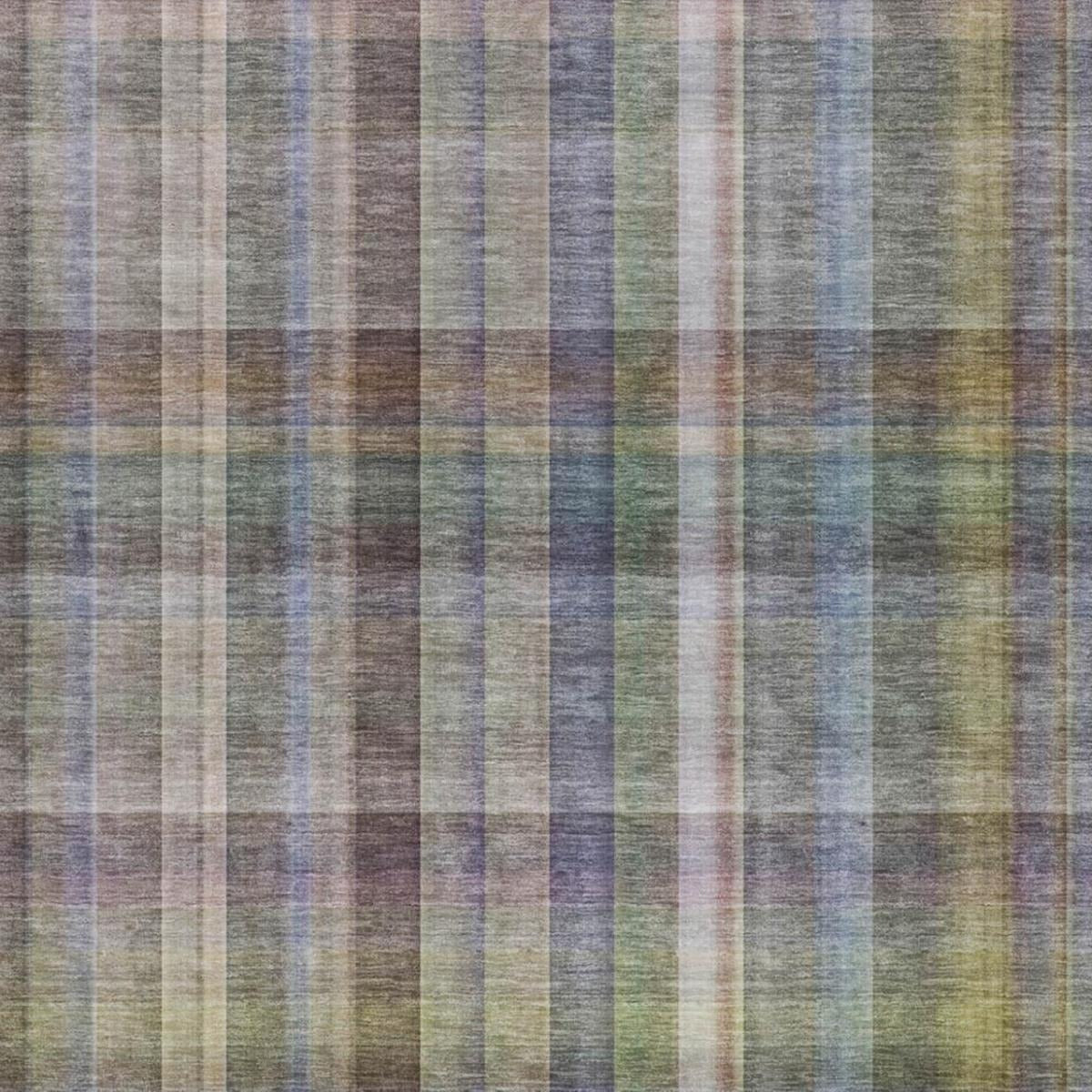 3' X 5' Pewter And Gray Plaid Shag Washable Area Rug With UV Protection - Home & Garden