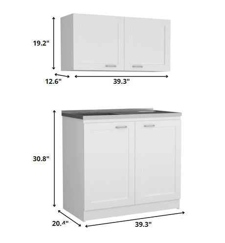 42" Black and White Wood Accent Cabinet Set With Four Doors
