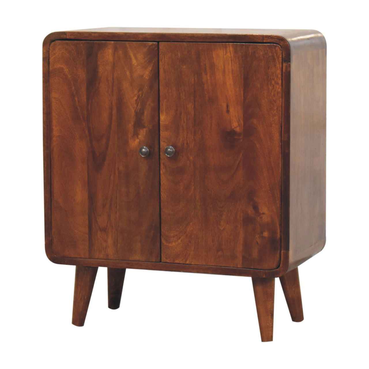 26" Brown Solid Wood Accent Cabinet With Two Doors