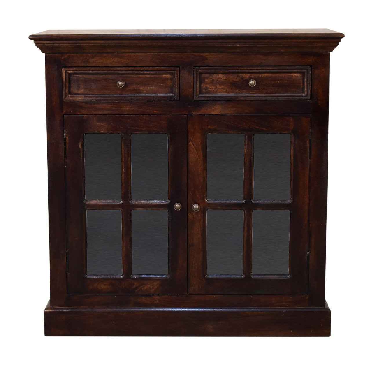 35" Walnut Solid Wood Accent Cabinet With Two Doors And Two Drawers