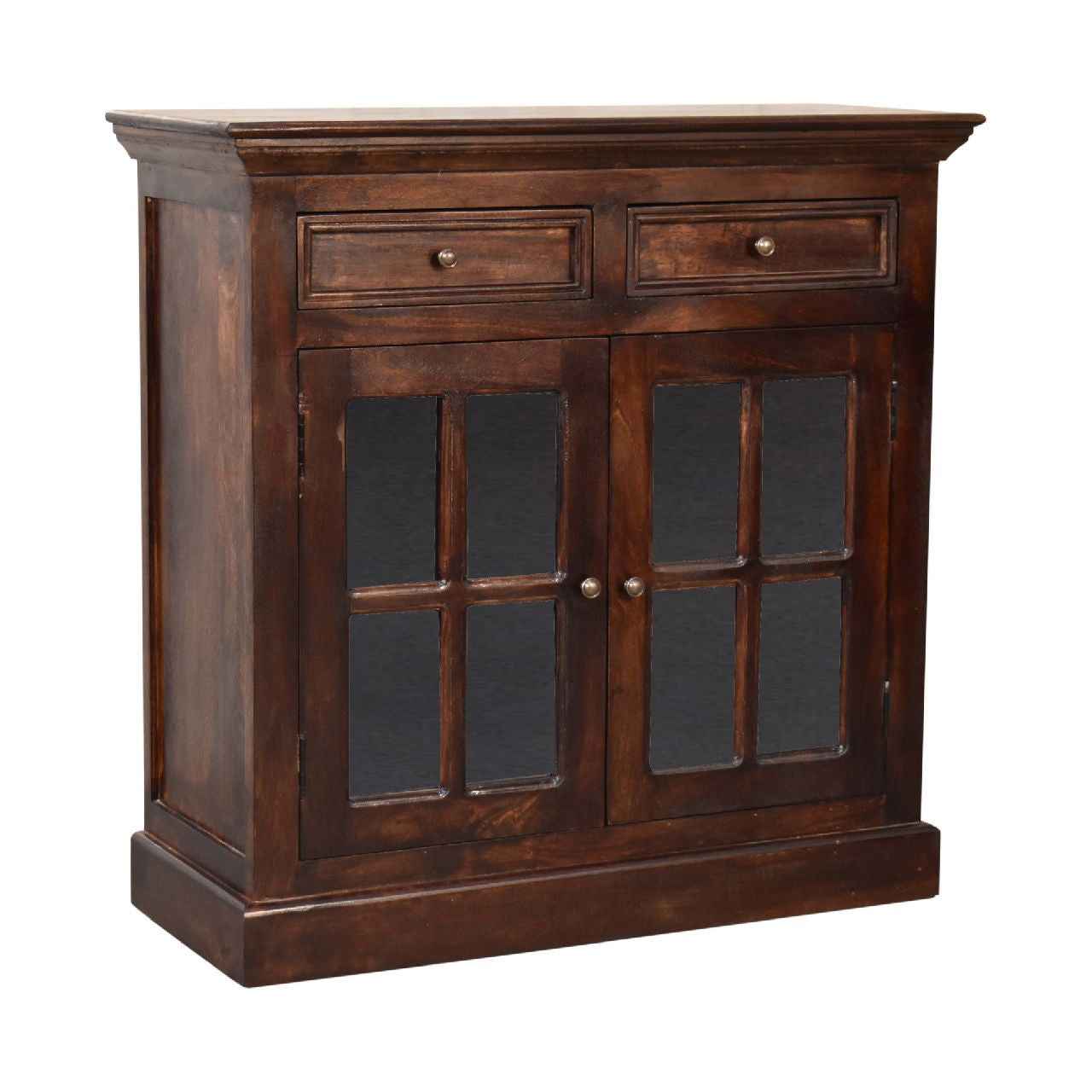 35" Walnut Solid Wood Accent Cabinet With Two Doors And Two Drawers