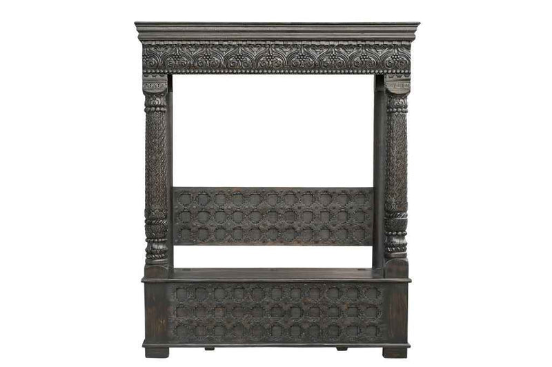 70" Black Floral Solid Wood Solid Wood Storage Bench with Flip Top