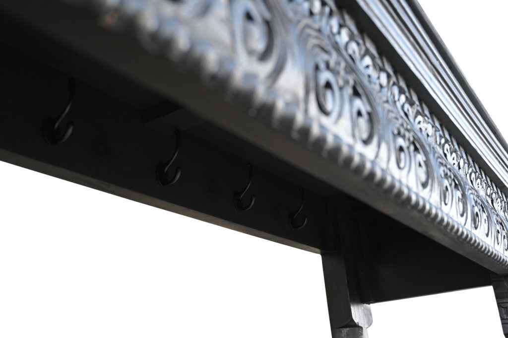 70" Black Floral Solid Wood Solid Wood Storage Bench with Flip Top