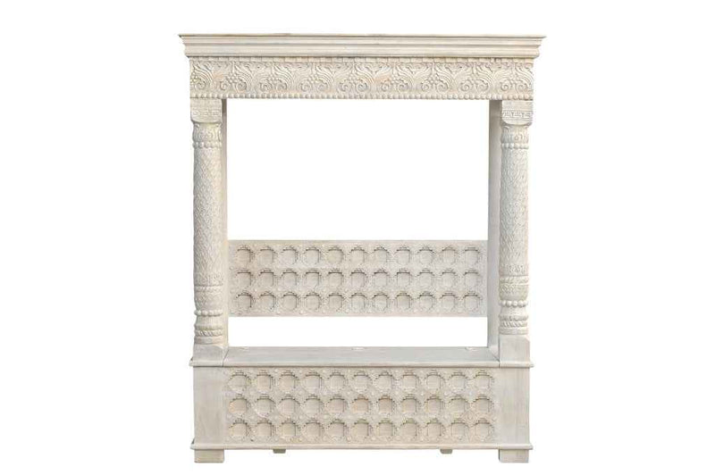70" White Floral Solid Wood Solid Wood Storage Bench with Flip Top