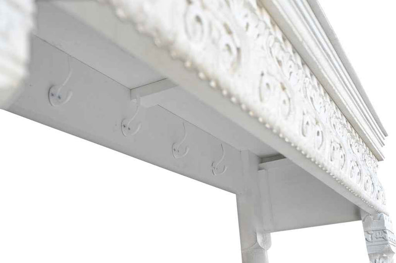 70" White Floral Solid Wood Solid Wood Storage Bench with Flip Top